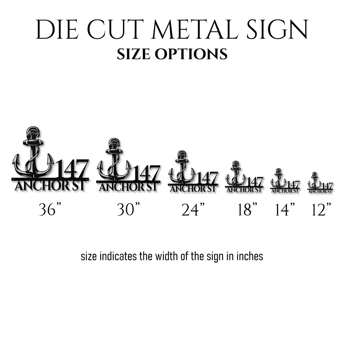 Nautical Anchor Metal Address Sign